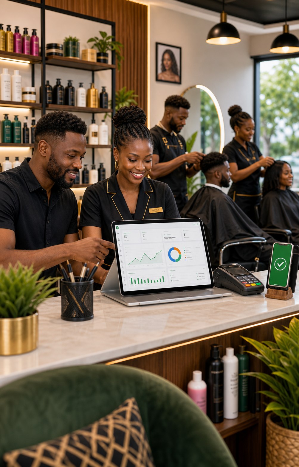 Salon team working together with trusted operations software
