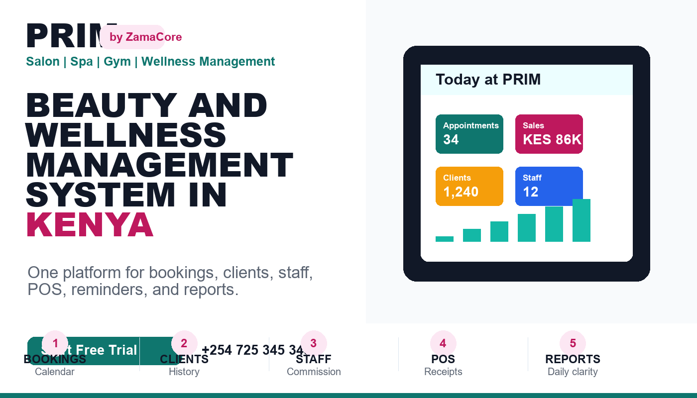 Beauty and Wellness Management System in Kenya: PRIM for Salons, Spas, Gyms, and Massage