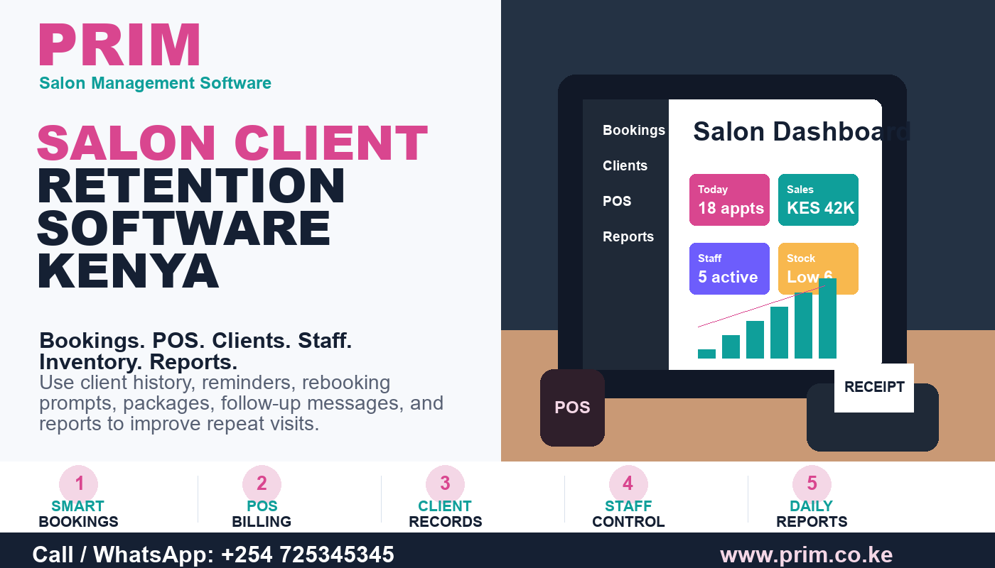 Salon Client Retention Software Kenya by PRIM