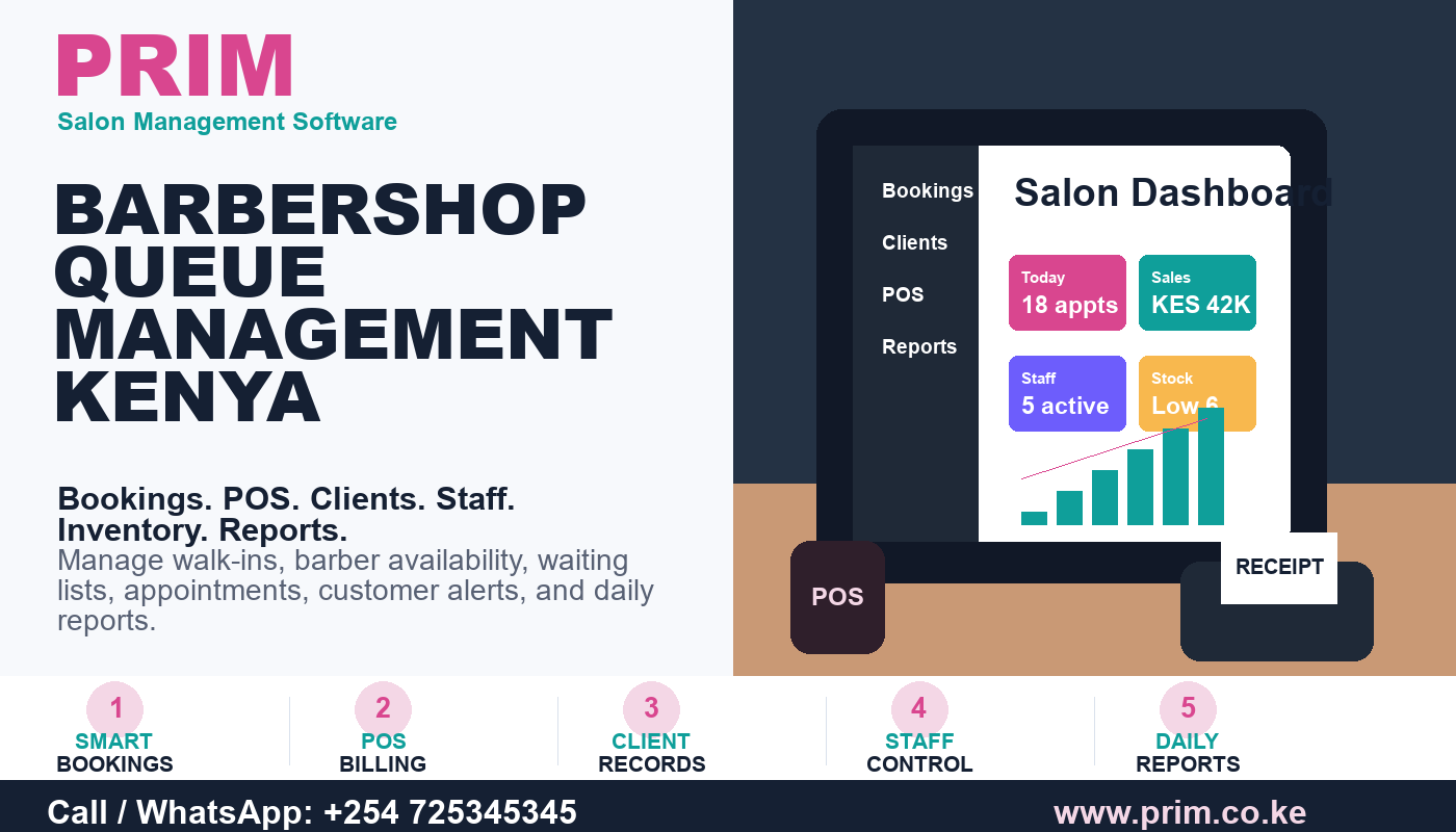Barbershop Queue Management Kenya by Prim
