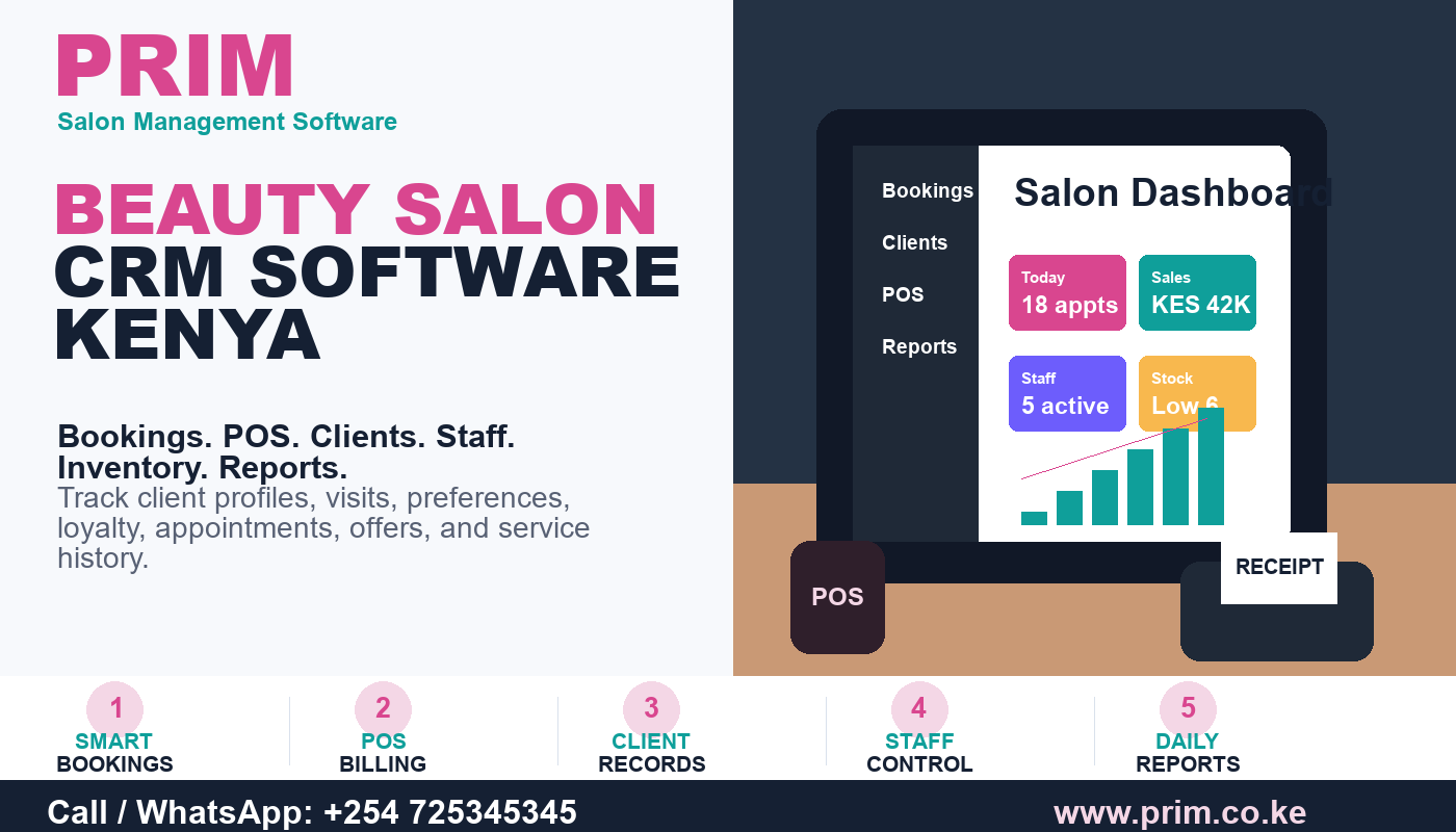 Beauty Salon CRM Software Kenya by Prim