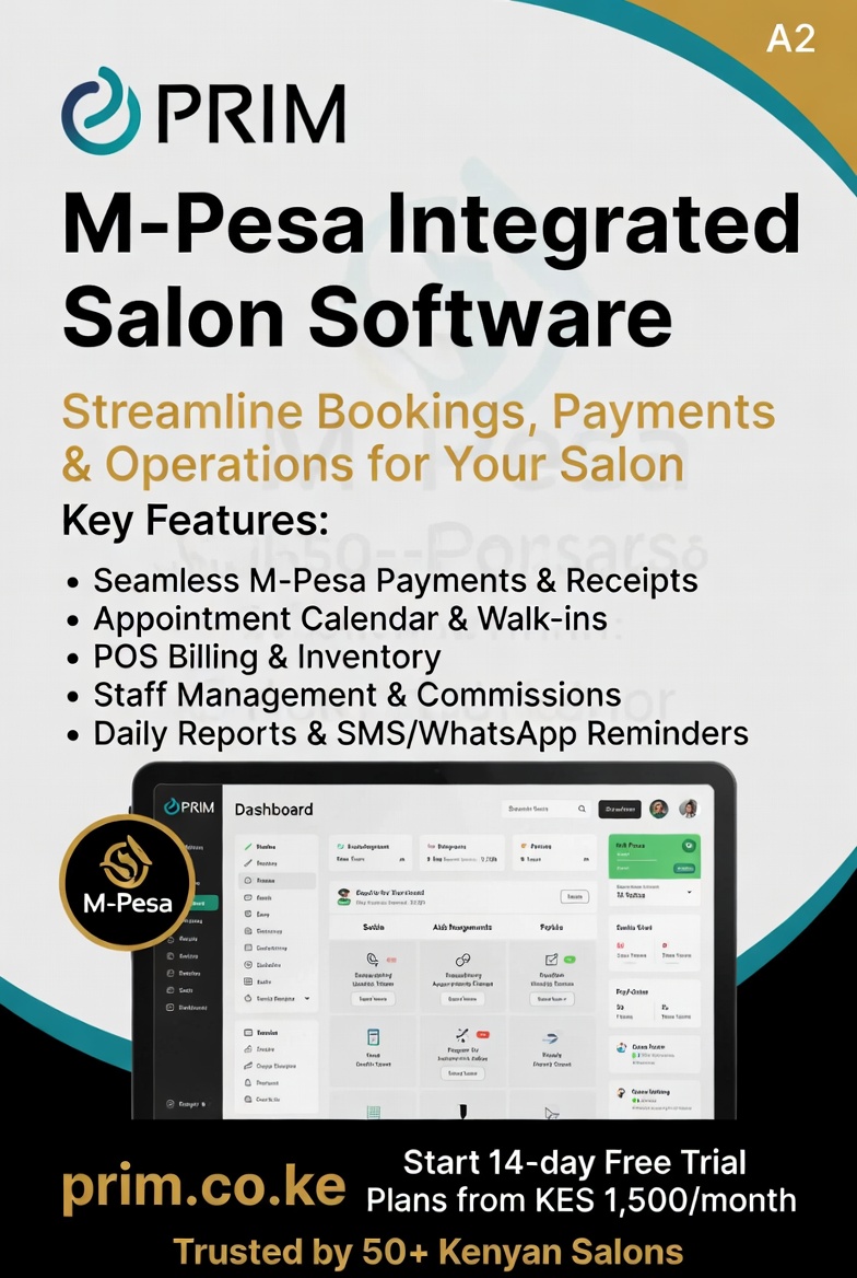 i need a flier for a keyword: M-Pesa Integrated Salon Software