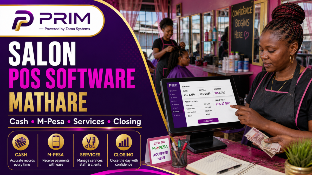 Salon POS Software Mathare: cash, M-Pesa, services and daily closing