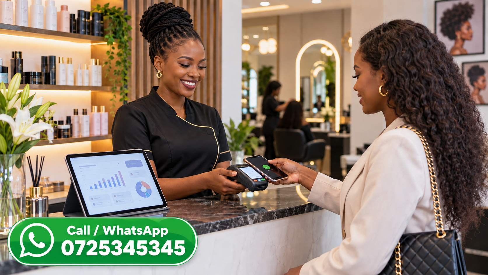 salon M-Pesa POS Kenya dashboard for Kenyan salon operations
